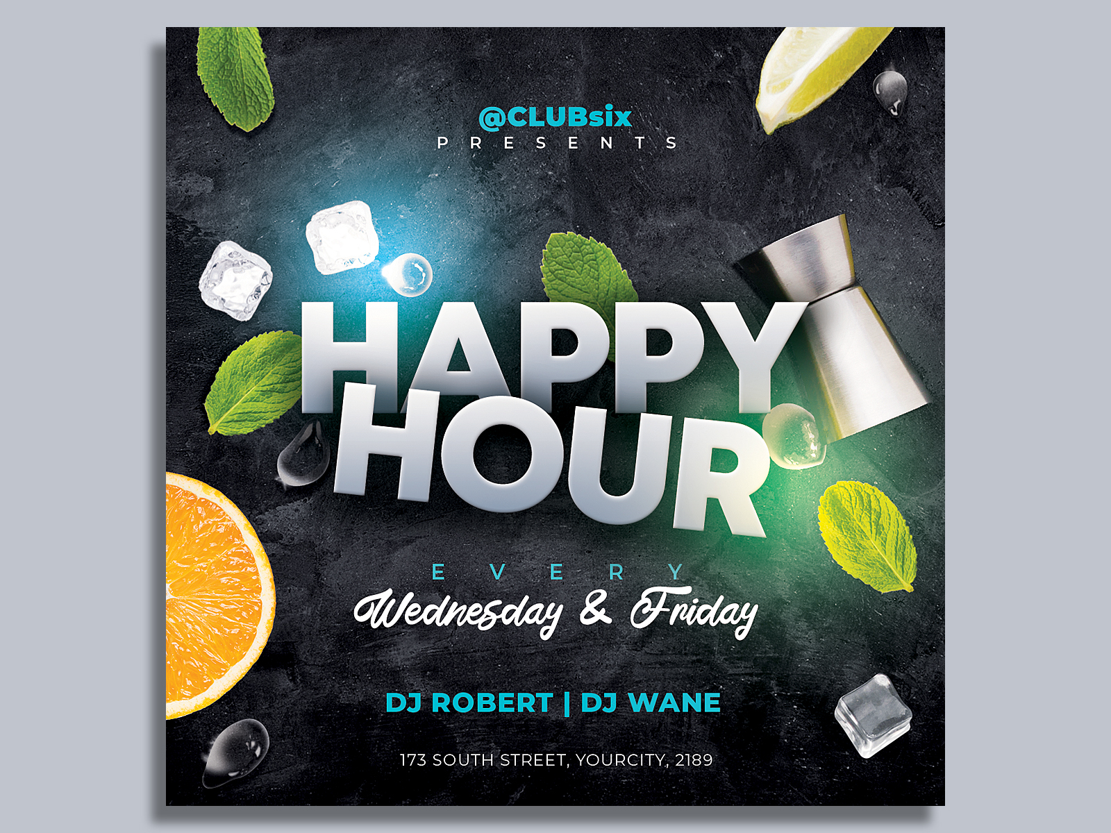 Cocktail Happy Hour Template by Hotpin on Dribbble