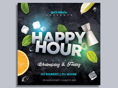 Cocktail Happy Hour Template advertising bar club flyer cocktail cocktail bar cocktail flyer design dj flyer drinks event flyer design happy hour mojito flyer mojito party nightclub party flyer photoshop pool bar