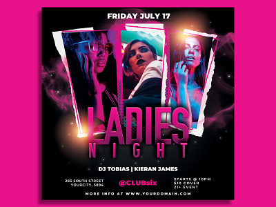 Ladies Night Flyer Template birthday party celebration fashion girl girls night out glamour invitation ladies ladies night luxury night club nightclub nonstop party party flyer sexy weekend event
