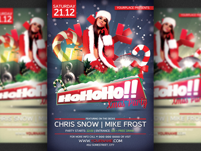 Hohoho Christmas Party Flyer Template