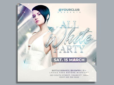 All White Party Flyer Template all white club club flyer cocktail dance flyer design glamour nightclub party party flyer pool party post print ready psd sexy summer party white white affair