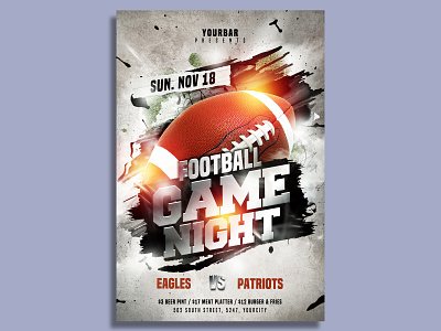 American Flootball Flyer Template american football college football design fantasy football football football flyer football playoff kickoff league monday nfl nfl flyer playoff poster psd psd template super bowl template