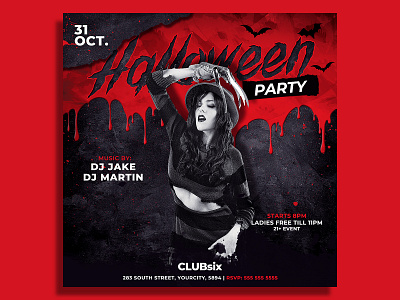 Halloween Party Flyer Template halloween halloween celebration halloween flyer halloween invitation halloween party halloween poster happy halloween haunted haunted house horror instagram invitation party party flyer post poster scary