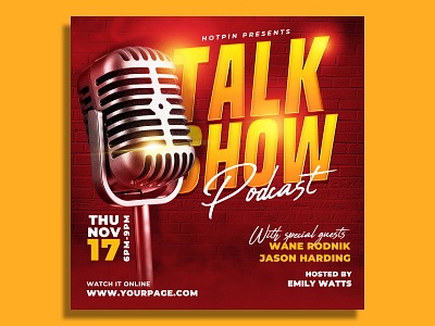 Podcast Talk Show Flyer Template comedian comedy show design event flyer flyer instagram instagram flyer invitation live event online podcast print promotion radio show social media stand up comedy talk show template