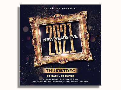 New Year Flyer Template 2021 party christmas party club flyer dj flyer flyer design flyer template gold new year new year countdown new year invitation new year party new year party flyer new years eve nightclub nye nye flyer nye invitation