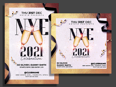 New Year Flyer Template club flyer dj flyer flyer design flyer template gold new year new year 2021 new year countdown new year invitation new year party new year party flyer new years eve nightclub nye nye flyer party