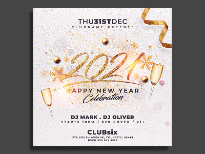 New Year Flyer Template 2021 party christmas party club flyer dj flyer flyer design flyer template gold new year new year 2021 new year countdown new year invitation new year party new year party flyer new years eve nightclub nye nye flyer