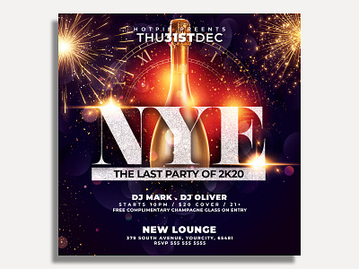 New Years Eve Flyer Template 2021 party christmas party club flyer dj flyer flyer design flyer template gold instagram new year new year 2021 new year countdown new year invitation new year party new year party flyer new years eve nightclub nye nye flyer