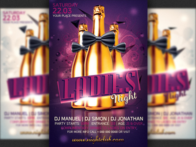 Ladies Night Party Flyer Template bachelorette bottles design flyer template glamour gold hens night ladies night sexy white party