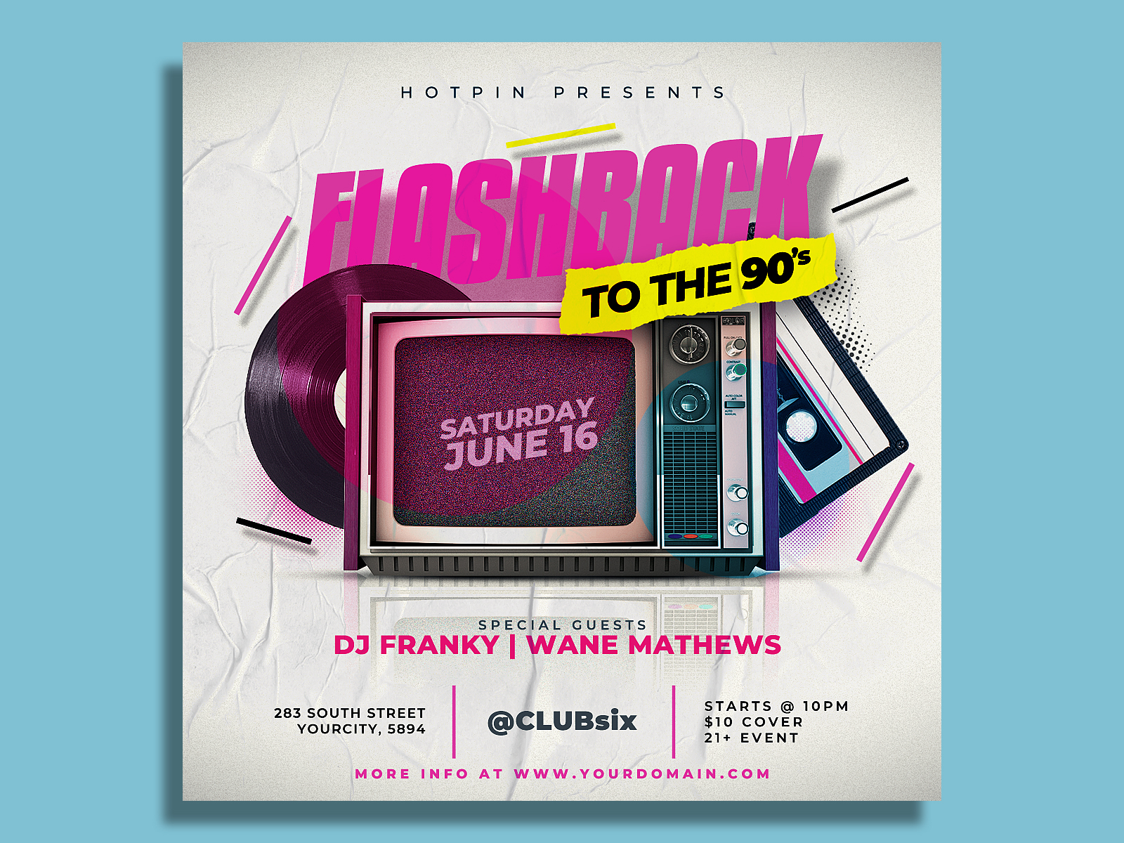 Retro 90s Party Flyer Template by Hotpin on Dribbble