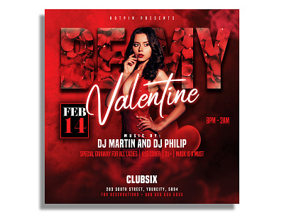 Valentines Day Flyer Template club flyer design dj flyer elegant flyer design flyer template heart instagram invitation modern party flyer poster psd template red saint valentines st valentines template valentine valentines day