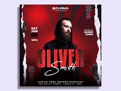 Dj Flyer Template artist flyer banner club flyer cover dj event dj tour dubstep edm electronic elegant flyer template guest dj house music instagram invitation mixtape music event nightclub