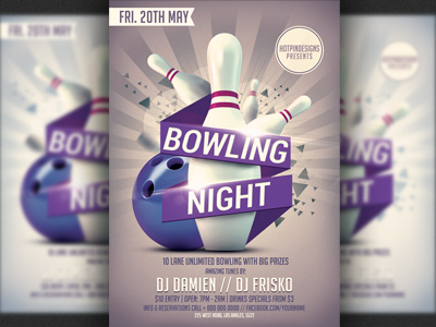 Bowling Nights Party Flyer Template advertising bowling bowling alley bowling event bowling flyer bowling tournament event flyer modern poster promotion template