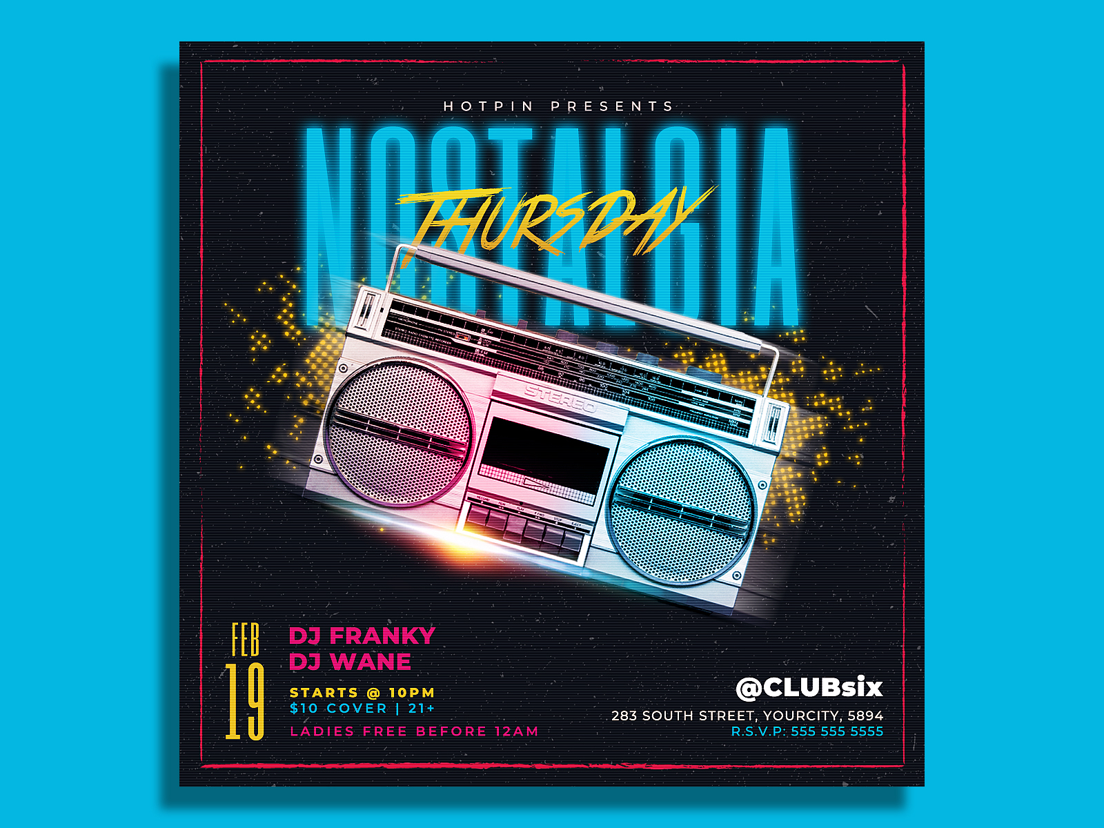 Retro 90s Flyer Template by Hotpin on Dribbble
