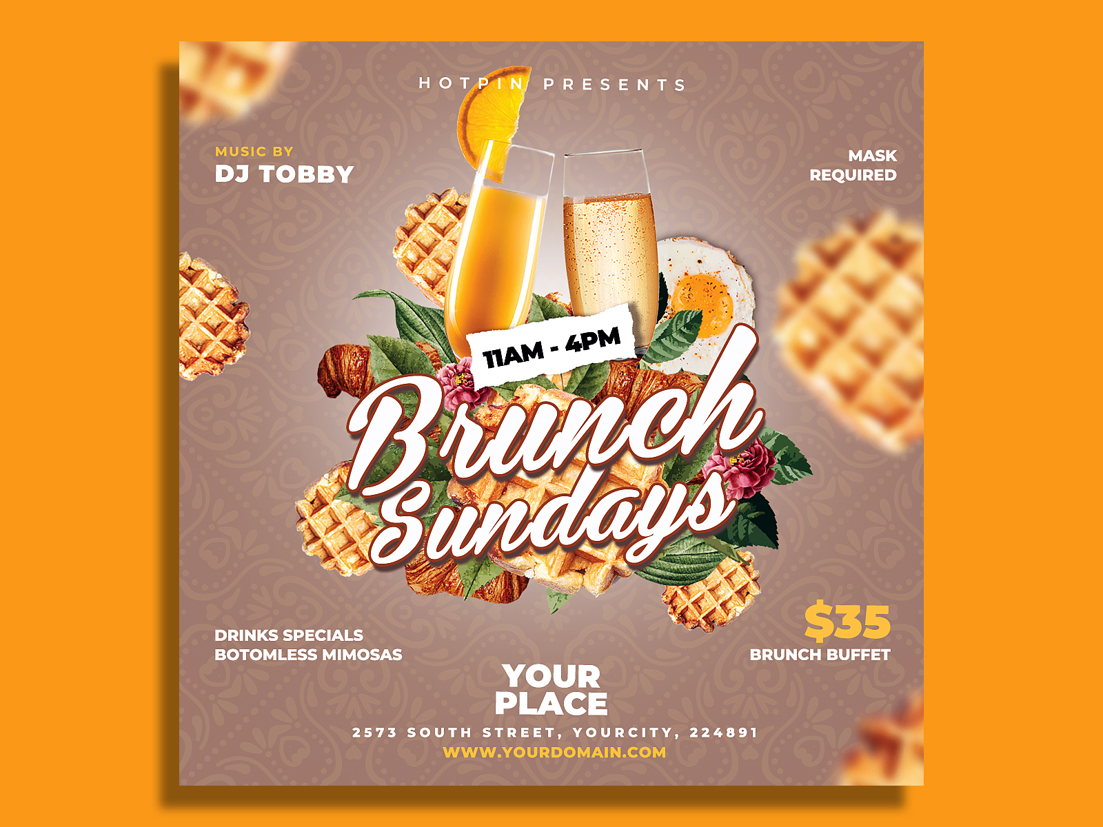 Dribbble Brunch Flyer Template By Hotpin