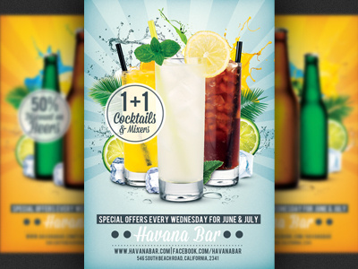 Drinks Promotion Advertising Flyer Template ad advertising bar cocktails flyer drinks promotion flyer happy hour promo pub summer summer drinks template