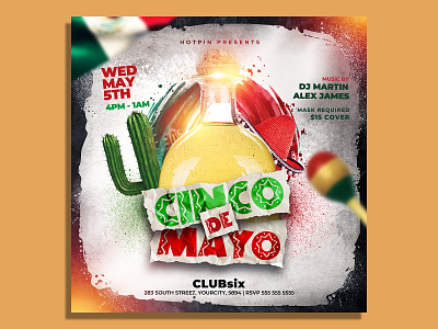 Cinco De Mayo Flyer Template 5 de mayo cactus celebrate celebration club flyer dance dj flyer ethnic event festival fiesta holiday independence day instagram latin party mexican flyer mexican party