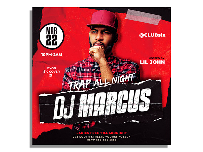 Dj Flyer Template artist flyer banner club flyer cover dj event dj tour dubstep edm electronic elegant flyer template guest dj house music instagram invitation mixtape music event nightclub party flyer