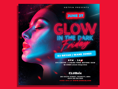 Night Club Flyer Template event flyer fashion friday night girls night out glow invitation ladies ladies night luxury music neon night club nightclub party party flyer psd seductive sexy summer