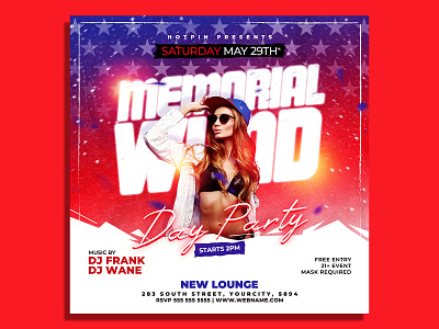 Memorial Day Party Flyer Template 4th of july american american flag barbecue bbq club flyer dj flyer event event flyer fireworks flyer template fourth of july independence day independence flyer instagram july 4th memorial day party party flyer