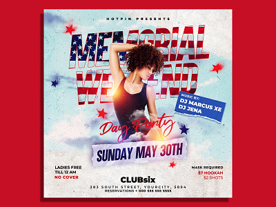Memorial Day Flyer Template club flyer dj flyer event fireworks flyer independence day instagram invitation memorial day party party flyer photoshop poster psd