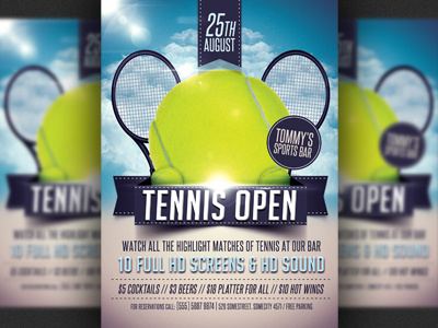 Tennis Tournament Flyer Template design modern poster psd sports bar tennis flyer tennis match tennis racket tennis tournament