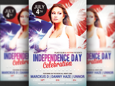 Independence Day 4th July Paty Flyer Template 4th july american celebration club fireworks flyer template holiday independence day memorial day nightclub party template