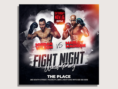 MMA Boxing Flyer Template watch party