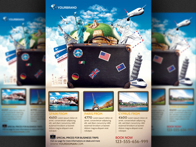 Travel Agency Promotional Flyer Template a4 flyer design holidays modern offers promotion psd travel travel agency travel agency flyer travel booking travelling