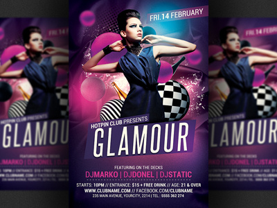 Glamour Party Flyer Template club design flyer girls night glow ladies night party flyer psd glamour sexy template