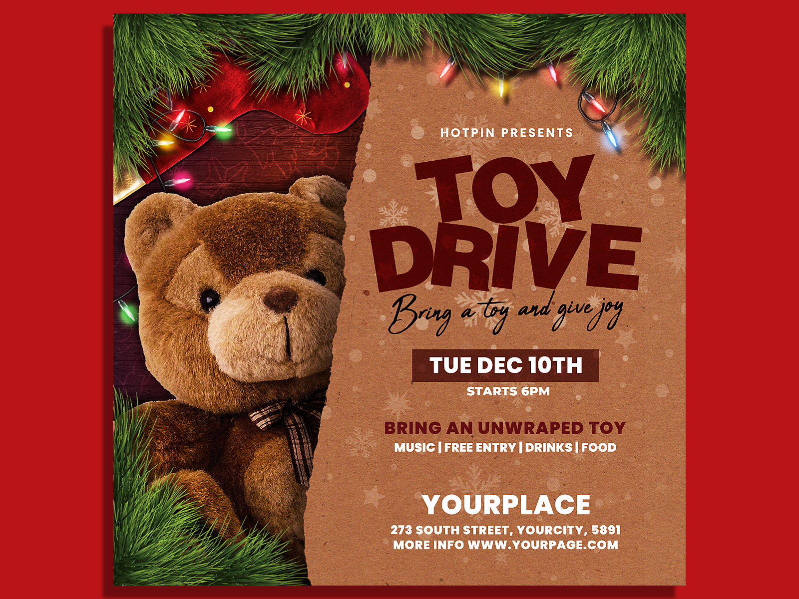 Christmas Toy Drive Flyer Template by Hotpin on Dribbble