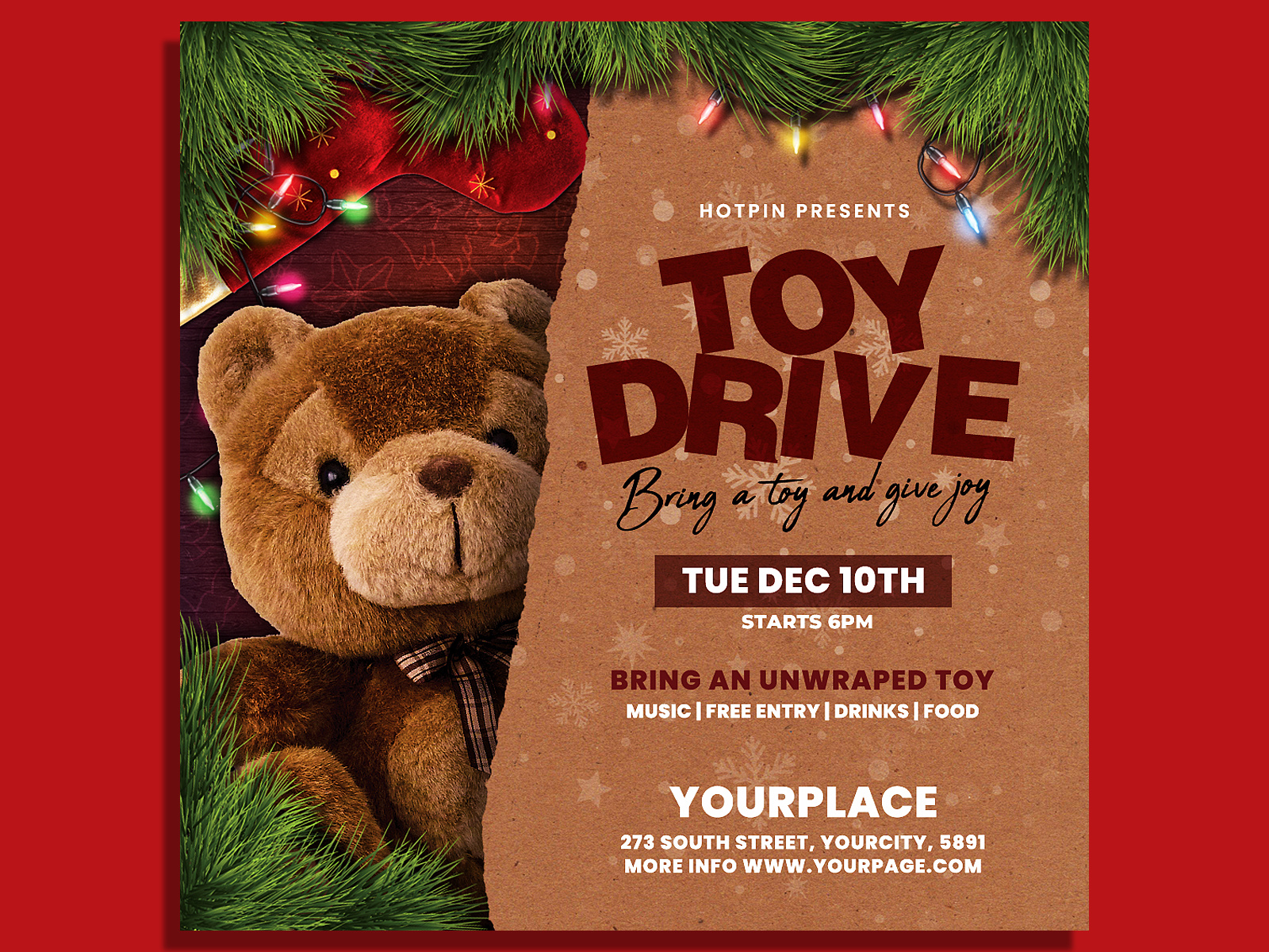 Christmas Toy Drive Flyer Template By Hotpin On Dribbble