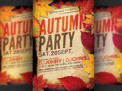 Autumn Party Flyer Template autumn background autumn party celebration event fall party halloween harvest leafs modern october fest party flyer thanksgiving