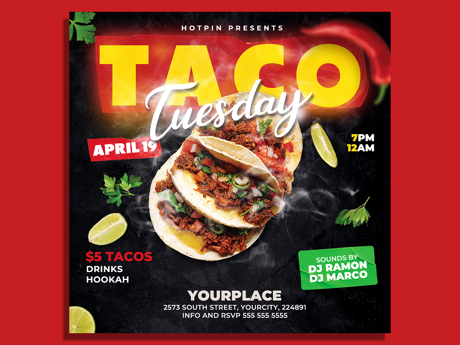 Taco Tuesday Flyer Template by Hotpin on Dribbble