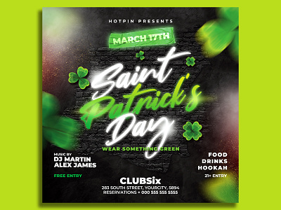 Saint Patricks Day Flyer Template shamrock