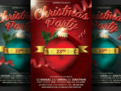 Christmas Party Flyer Template v2 advertising christmas christmas event christmas party flyer modern new party poster promotion xmas year