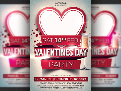 Valentines Day Party Flyer Template dj glamour love modern night club party flyer red saint valentines template valentines day valentines day bash valentines day flyer