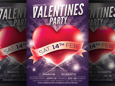 Valentines Party Flyer Template design glamour heart invitation template valentines day valentines day flyer valentines party vday party
