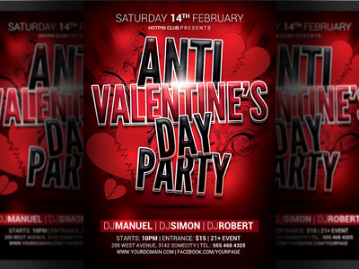 Anti Valentines Party Flyer Template Dribble anti valentines party glamour heart invitation singles party template valentines day valentines day flyer vday party