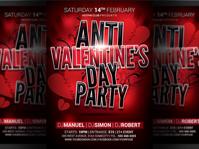 Anti Valentines Party Flyer Template Dribble