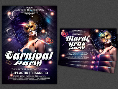 Carnival n Mardi Gras Party Flyer Template