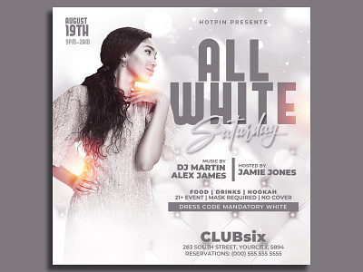 All White Party Flyer Template vip party