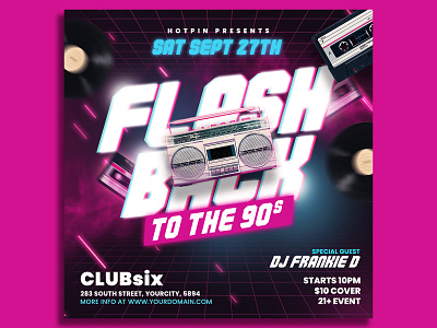 Retro 90s Party Flyer Template throwback thursdays