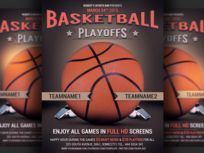 Basketball Flyer Template basketball championship college basketball editable fiba nba photoshop print psd slam dang sports bar tournament