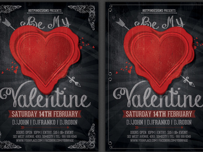 Vintage Valentines Party Flyer Template heart love restaurant retro saint valentines valentines day valentines day flyer valentines flyer valentines party vday