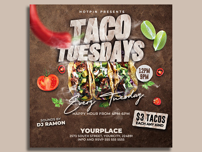 Taco Tuesday Flyer Template by Hotpin on Dribbble