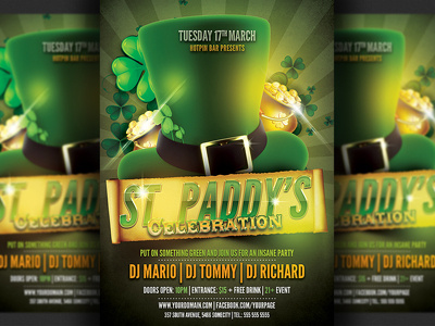 Saint Patricks Party Flyer Template bar club event green irish lucky party flyer pub saint paddys saint patricks st paddys day st patricks flyer