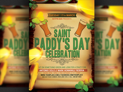 Saint Patricks Day Flyer Template bar club event green irish lucky party flyer pub saint paddys saint patricks st paddys day st patricks flyer