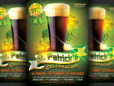 St. Patricks Party Flyer Template bar celebration design event flyer gold invitation ireland irish modern saint patricks st paddys