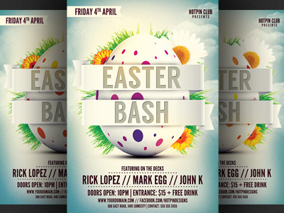 Easter Bash Party Flyer Template celebration colorful easter bash flyer easter flyer easter poster egg hunt event flyer template holiday invitation modern spring